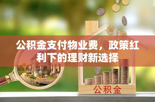 河源公积金支付物业费，政策红利下的理财新选择